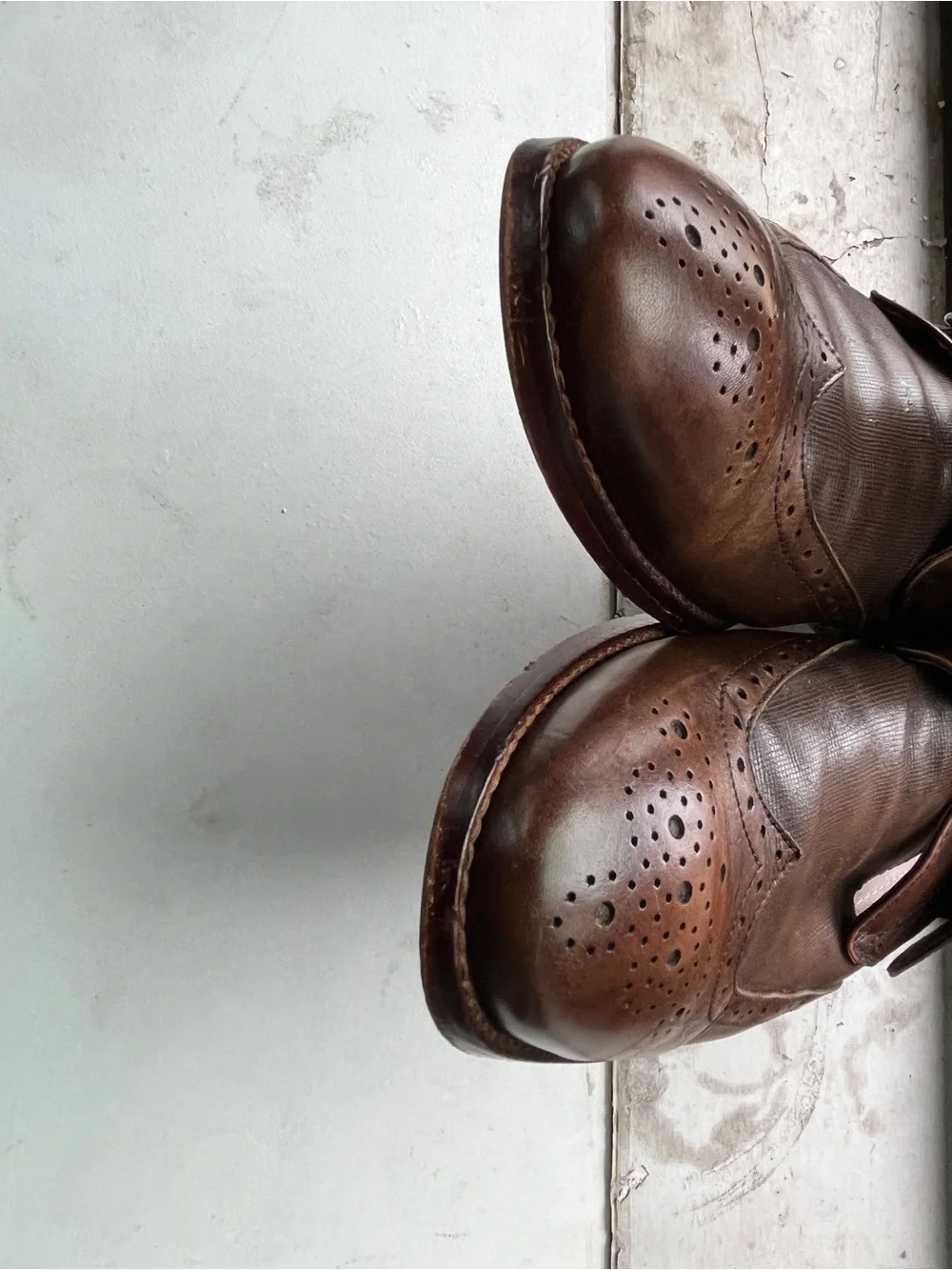 Joseph Abboud Brown Leather Single Monk Strap Brogue Oxfords